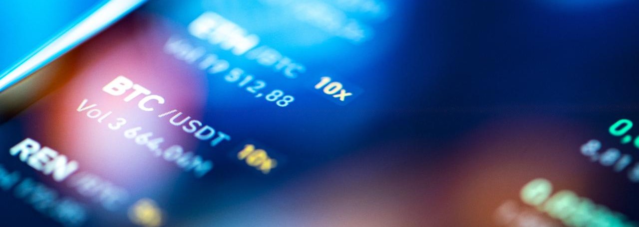Close-up financial trading chart on digital LCD display